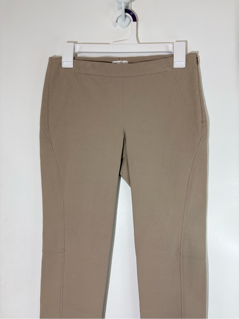 Brunello Cucinelli Women Skinny Equestrian Minimalist Italian Cream Pants Sz 4 - Picture 3 of 16